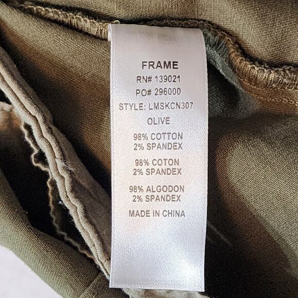 Frame Denim Mini Skirt 24 Women Army Olive Green Button Pockets Festival Stretch - Picture 4 of 6